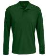 03983 Unisex Prime Long Sleeve Piqué Polo Shirt Bottle Green colour image